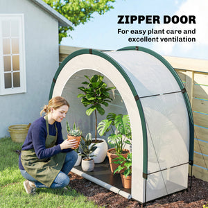 Foldable Small Greenhouse, Portable Green House with Zipper Door, PE Base, Mini Greenhouse for Garden Patio, 200 x 80 x 164 cm, Green