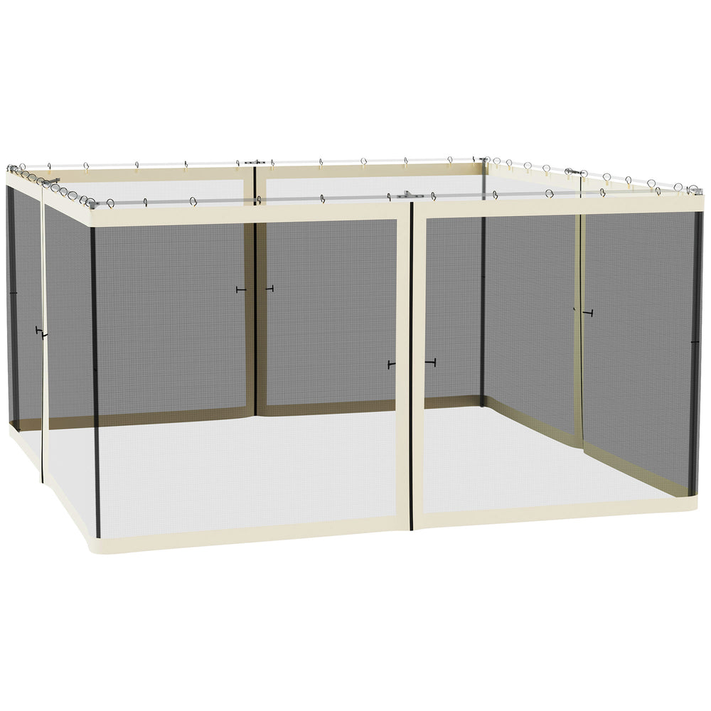 Replacement Mosquito Netting for Gazebo 13' x 13' Black Screen Walls for Canopy with Zippers for Parties and Outdoor Activities, Cream White