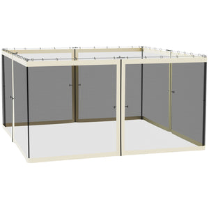 Replacement Mosquito Netting for Gazebo 13' x 13' Black Screen Walls for Canopy with Zippers for Parties and Outdoor Activities, Cream White