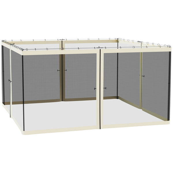 Replacement Mosquito Netting for Gazebo 13' x 13' Black Screen Walls for Canopy with Zippers for Parties and Outdoor Activities, Cream White