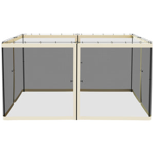 Replacement Mosquito Netting for Gazebo 13' x 13' Black Screen Walls for Canopy with Zippers for Parties and Outdoor Activities, Cream White