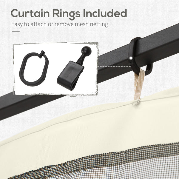 Replacement Mosquito Netting for Gazebo 13' x 13' Black Screen Walls for Canopy with Zippers for Parties and Outdoor Activities, Cream White