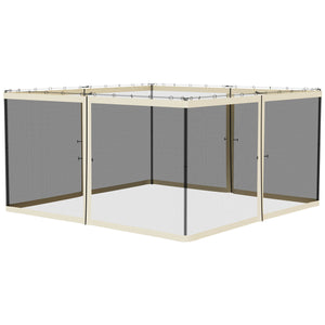 Replacement Mosquito Netting for Gazebo 13' x 13' Black Screen Walls for Canopy with Zippers for Parties and Outdoor Activities, Cream White