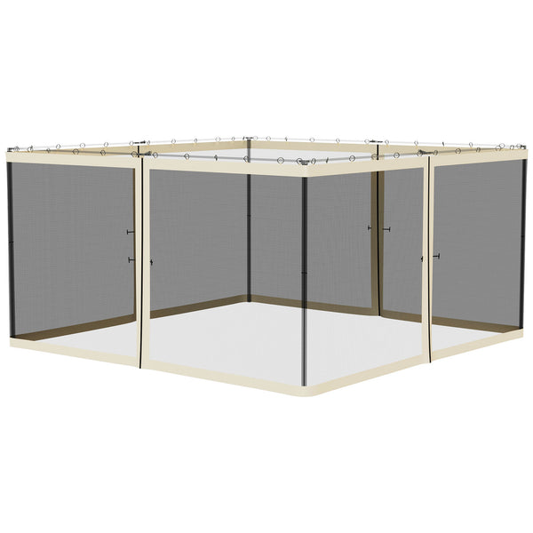 Replacement Mosquito Netting for Gazebo 13' x 13' Black Screen Walls for Canopy with Zippers for Parties and Outdoor Activities, Cream White