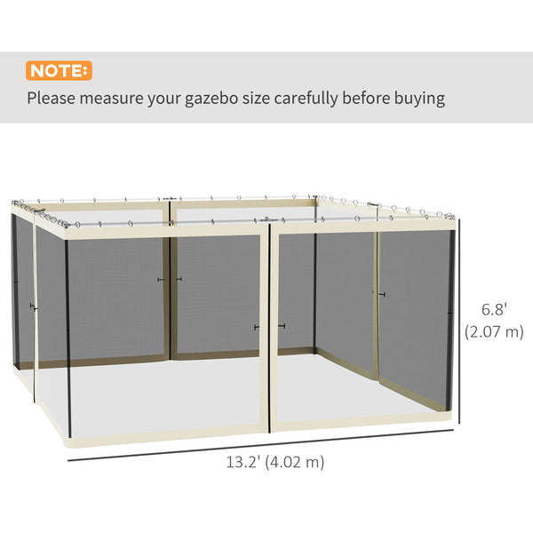 Replacement Mosquito Netting for Gazebo 13' x 13' Black Screen Walls for Canopy with Zippers for Parties and Outdoor Activities, Cream White