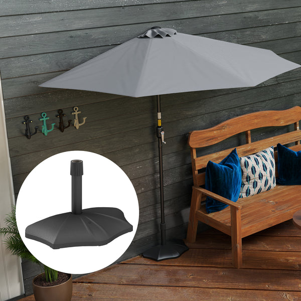 Outsunny Patio Umbrella Base, 26 lbs Concrete Heavy Duty Half Umbrella Stand, Patio Umbrella Holder for 1.5"/1.9" Umbrella Poles for Outdoor, Lawn, Poolside, Black