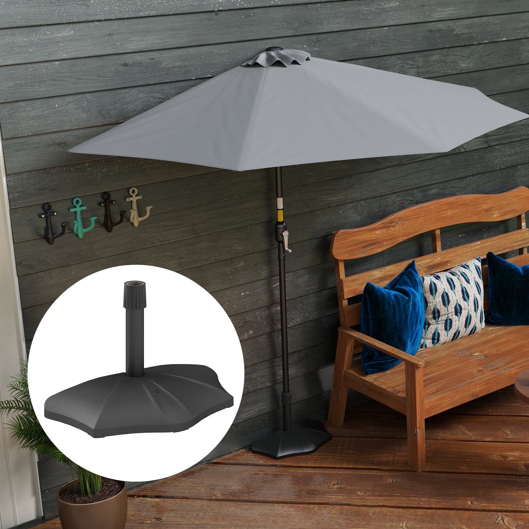 Outsunny 26lb Concrete Half Umbrella Stand for 1.5