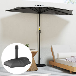 Outsunny Patio Umbrella Base, 26 lbs Concrete Heavy Duty Half Umbrella Stand, Patio Umbrella Holder for 1.5"/1.9" Umbrella Poles for Outdoor, Lawn, Poolside, Black