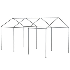 Outsunny 10' x 20' Party Tent and Carport, Height Adjustable Portable Garage, Outdoor Canopy Tent 8 Legs without Sidewalls for Car, Truck, Boat, Motorcycle, Bike, Garden Tools, Beige