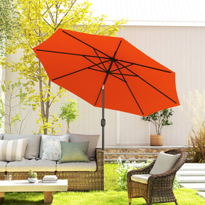 10' x 8' Round Market Umbrella, Patio Umbrella with Crank Handle and Tilt, Outdoor Parasol for Garden, Bench, Lawn, Orange