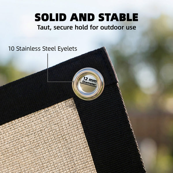 Sun Shade Sail, 2 x 3 m Rectangle Sunscreen Awning Canopy with Stainless Steel Eyelets and Bungee Cords, UV Protection Shade Sail  for Outdoors, Garden, Patio, Beige