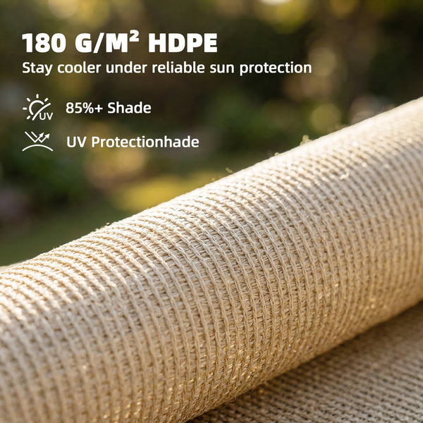 Sun Shade Sail, 2 x 3 m Rectangle Sunscreen Awning Canopy with Stainless Steel Eyelets and Bungee Cords, UV Protection Shade Sail  for Outdoors, Garden, Patio, Beige