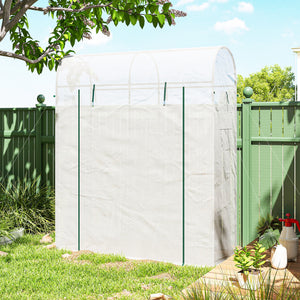 6' x 2' x 6.6' Mini Greenhouse, Portable Garden Green House with Roll-up Door and Mesh Windows, Small Plant Greenhouse with PE Cover, Steel Frame for Indoor Outdoor, White