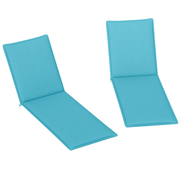 Outdoor Lounge Chair Cushion Set of 2, UPF50+ 200gsm Fabric and 25D High-Density Foam, Foldable Patio Chaise Lounge Cushion Set, Fade Resistant for Lawn Pool, 76" x 23", Light Blue