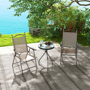Outdoor Dining Chairs Set of 2, Folding Outdoor Patio Chairs with Armrests, Mesh Seat, High Backrest, All Weather for Backyard, Balcony, Porch, Poolside, Deck, Brown