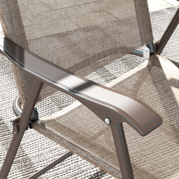 Outdoor Dining Chairs Set of 2, Folding Outdoor Patio Chairs with Armrests, Mesh Seat, High Backrest, All Weather for Backyard, Balcony, Porch, Poolside, Deck, Brown