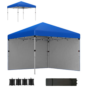 3 x 3 (M) Pop Up Gazebo, UPF 30+ with 2 Sidewalls, Leg Weight Bags and Wheeled Bag, Height Adjustable Party Tent Event Shelter for Garden, Patio, Blue
