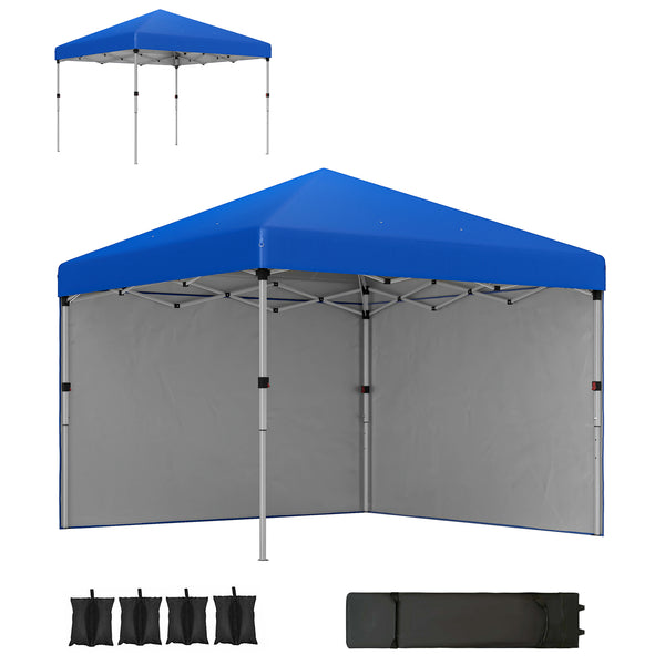 3 x 3 (M) Pop Up Gazebo, UPF 30+ with 2 Sidewalls, Leg Weight Bags and Wheeled Bag, Height Adjustable Party Tent Event Shelter for Garden, Patio, Blue