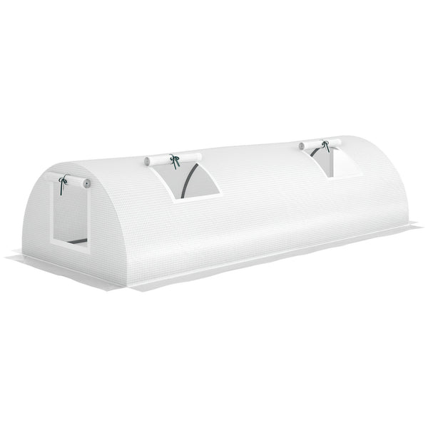 7' x 3' x 2' Portable Mini Greenhouse, Tunnel Growing Tent Plants Flower Warm House with 5 Mesh Windows and Steel Frame, for Garden, Patio, Backyard, White