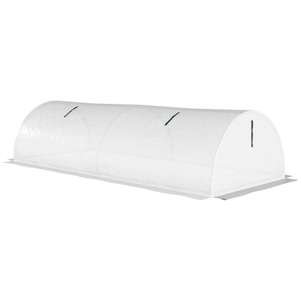 7' x 3' x 2' Portable Mini Greenhouse, Tunnel Growing Tent Plants Flower Warm House with 5 Mesh Windows and Steel Frame, for Garden, Patio, Backyard, White