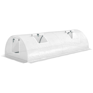 7' x 3' x 2' Portable Mini Greenhouse, Tunnel Growing Tent Plants Flower Warm House with 5 Mesh Windows and Steel Frame, for Garden, Patio, Backyard, White