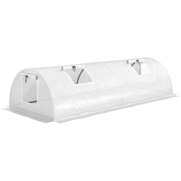 7' x 3' x 2' Portable Mini Greenhouse, Tunnel Growing Tent Plants Flower Warm House with 5 Mesh Windows and Steel Frame, for Garden, Patio, Backyard, White