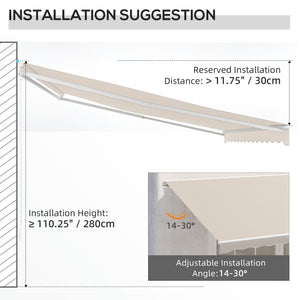 Outsunny 16' x 10' Electric Awning, Retractable Awning, UV Protection Sun Shade Shelter with Remote Controller and Manual Crank Handle for Deck, Balcony, Yard, Cream White