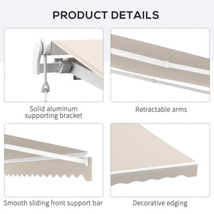 Outsunny 16' x 10' Electric Awning, Retractable Awning, UV Protection Sun Shade Shelter with Remote Controller and Manual Crank Handle for Deck, Balcony, Yard, Cream White