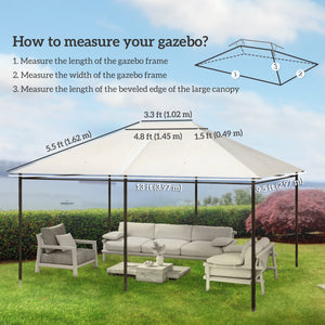 10' x 13' Gazebo Canopy Replacement, Outdoor Gazebo Cover Top Roof Replacement with Vents and Drain Holes, (TOP COVER ONLY), Cream White