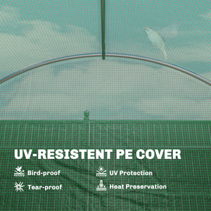 10' x 13' Walk-in Polytunnel Greenhouse with Hinged Door and 8 Roll Up Mesh Windows, Garden Tunnel Warm House Tent with UV-resistant PE Cover, Galvanised Steel Frame, Green