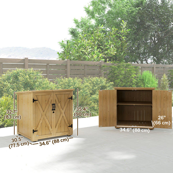 Wood Garden Shed, Compact Outdoor Storage Cabinet Potting Shed with Adjustable Inner Shelf and Double Doors for Backyard, Patio, Lawn