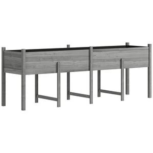 Wooden Raised Garden Bed Planter with Bed Liner and Drain Holes, Large Elevated Planter Box with Legs for Vegetables Flowers Herbs, Outdoor and Indoor, Grey