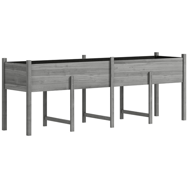 Wooden Raised Garden Bed Planter with Bed Liner and Drain Holes, Large Elevated Planter Box with Legs for Vegetables Flowers Herbs, Outdoor and Indoor, Grey