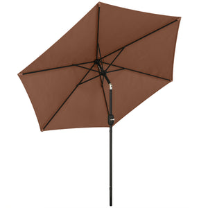 2.6 m Garden Parasol Umbrella with Aluminium Pole, Outdoor Table Market Patio Umbrella Sun Shade with Tilt and Crank, Vent, Coffee