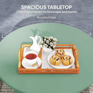 36" Patio Coffee Table, Round Outdoor Side Table with Weather Resistant Metal Frame and Non-Slip Foot Pads for Garden, Balcony, Backyard, Living Room, Green