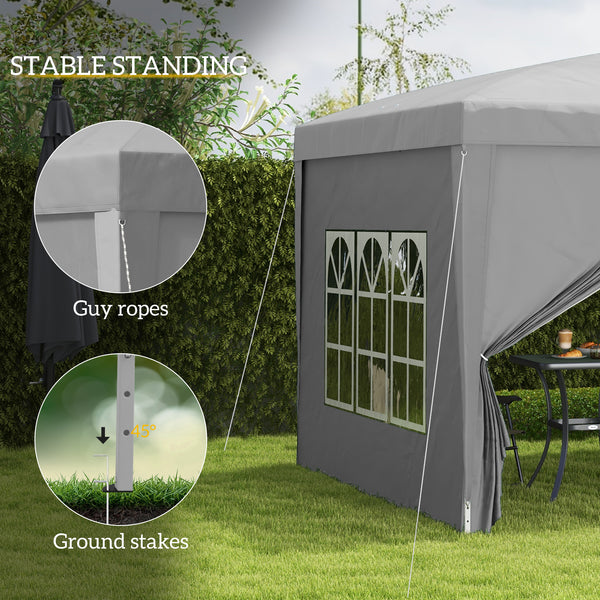 10'x10' Outdoor Pop Up Party Tent Gazebo Canopy with Carrying Bag (Light Grey)