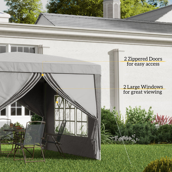 10'x10' Outdoor Pop Up Party Tent Gazebo Canopy with Carrying Bag (Light Grey)