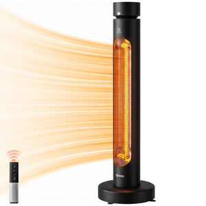 2000 W Electric Infrared Patio Heater, Free Standing Oscillating Outdoor Garden Heater with Knob/Remote Control, 8 Heat Settings, 8H Timer, IP45, Tip-over Protection, Black