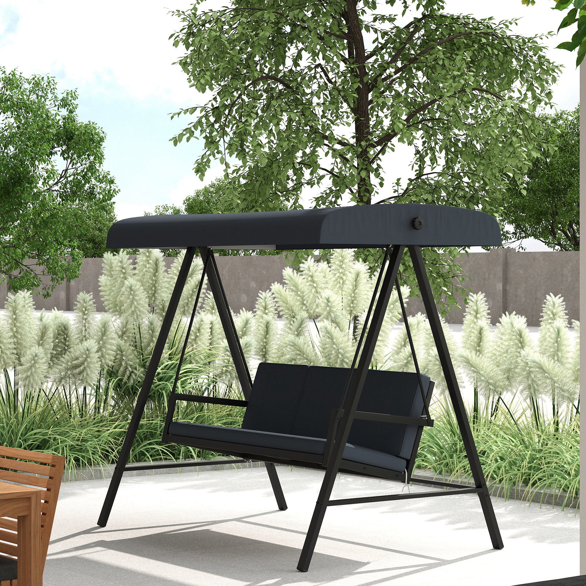 Seater Garden Swing Chair, Outdoor Hammock Bench with Adjustable