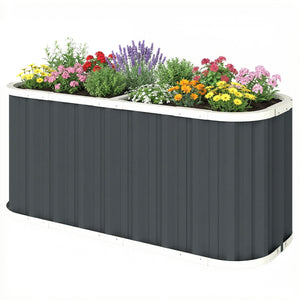 Galvanized Raised Garden Bed, 5' x 2' x 2' Deep Rot Planter Box with Gloves and Plant Labels, Metal Outdoor Garden Bed for Flowers, Herbs and Vegetables, Dark Grey