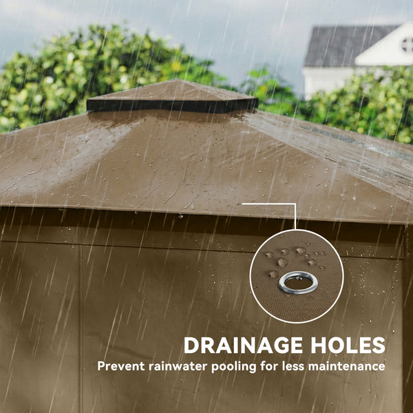 10' x 10' Outdoor Patio Gazebo, Soft Top Gazebo Canopy Shelter with Double Roof, Curtains, Netting, Steel Frame, UPF30+ Protection, Ceiling Hook for Lawn, Backyard, Deck, Khaki