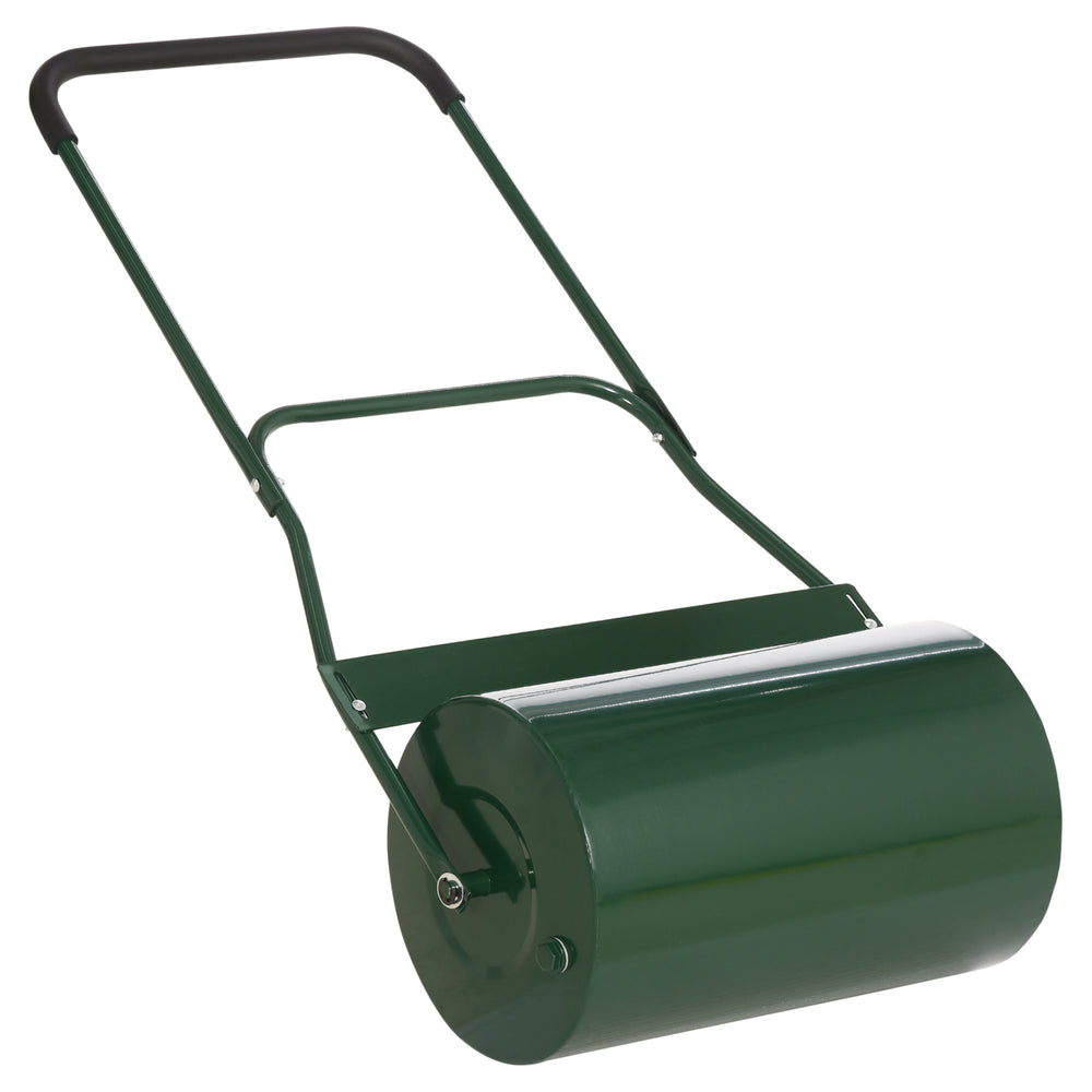 40L Lawn Roller Drum Scraper Bar Collapsible Handle Water or Sand Filled Φ32cm Green