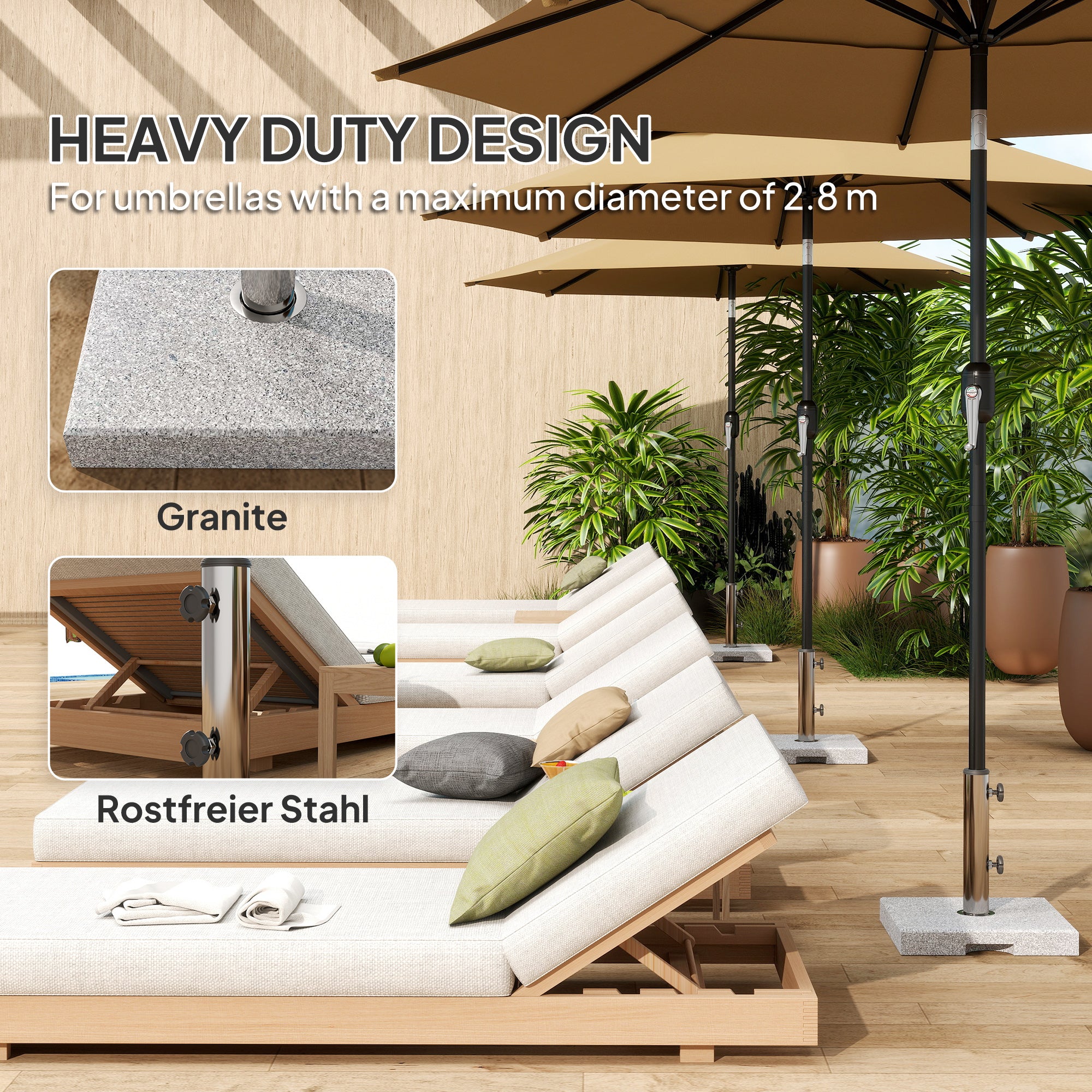 Outsunny 46 lbs Square Umbrella Stand with Adjustable Knobs, for 1.3