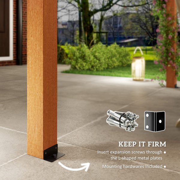 10' x 13' Outdoor Pergola, Wood Gazebo Grape Trellis with Stable Structure and Concrete Anchors for Climbing Plant Support, Garden, Patio, Backyard, Deck, Dark Brown