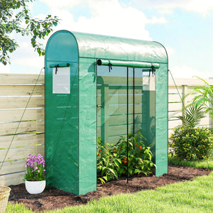 6' x 2' x 6.6' Mini Greenhouse, Portable Garden Green House with Roll-up Door and Mesh Windows, Small Plant Greenhouse with PE Cover, Steel Frame for Indoor Outdoor, Green