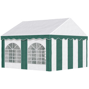 4 x 4m Garden Gazebo with Sides, Galvanised Marquee Party Tent with Four Windows and Double Doors, for Parties, Wedding and Events