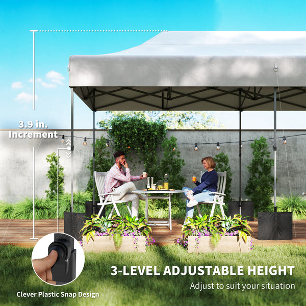 10 x 20 ft Pop Up Canopy Tent, Heavy Duty UPF50+ Outdoor Portable Instant Canopy Shelter with Wheeled Carry Bag, Sandbags, Adjustable Height for Parties, Events, Camping, White