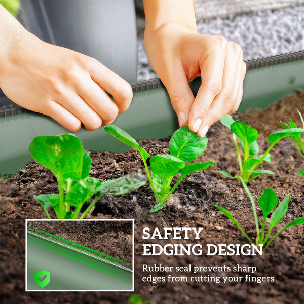 5' x 2' x 1' Galvanized Raised Garden Bed Kit, Outdoor Metal Elevated Planter Box with Safety Edging, Easy DIY Stock Tank for Growing Flowers, Herbs & Vegetables, Green