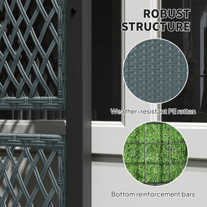 Wicker Outdoor Planter with Trellis, 58" Standing Raised Garden Bed with Liner, Drainage Holes, Privacy Screen Planter Box for Climbing Plants, Flowers, Dark Grey