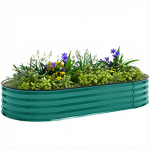 Galvanised Raised Beds for Garden, Metal Elevated Planter Box with Safety Edging, Easy DIY for Growing Flowers, Herbs, Succulents, 180 x 90 x 30cm, Light Green